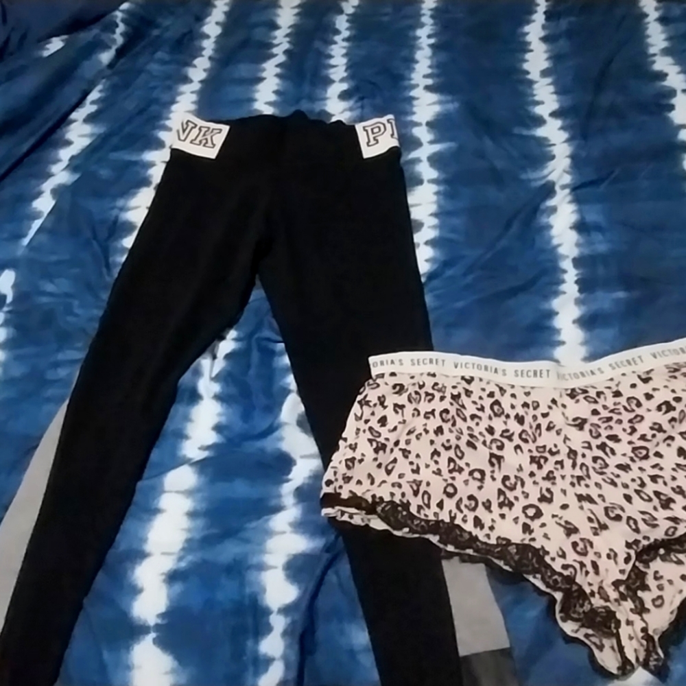 Victoria Secret PINK leggings size Medium and size LG PINK shorts.